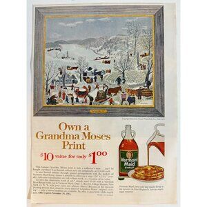 Vintage 1961 Grandma Moses Painting Vermont Maid Syrup Advertisement Print Ad